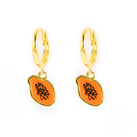 wholesale S925 Sterling Silver Enamel Fruit Drop Earrings, Fashionable And Creative European And American Hot-sale Earrings-Golden-Papaya