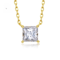 wholesale S925 silver new style 1ct princess-cut high-carbon diamond necklace for women, layered collarbone chain-0-0