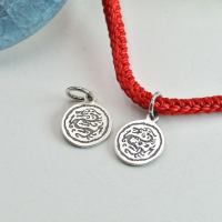 wholesale 925 Sterling Silver Retro Zodiac Year of the Dragon Ethnic-style Pendant Minimalist Handmade Red Rope Braided Bracelet Artistic Charm-Dragon brand accessories (single piece does not include rope)