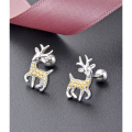 wholesale Sterling Silver S925 Small Deer Earrings Women European and American Ins Style Christmas One Deer With You Earrings Women Jewelry Wholesale-0-2