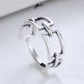 wholesale S925 sterling silver hollow-out square spliced ring Dongdaemun ins trend fashion personality high-end sense-0-0