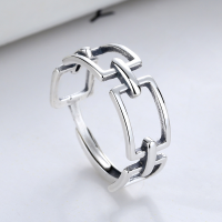 wholesale S925 sterling silver hollow-out square spliced ring Dongdaemun ins trend fashion personality high-end sense-YJ054/approx. 2.1g>Adjustable opening