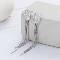 wholesale S925 Sterling Silver Retro Vintage Style Elliptic Concavo-Convex Surface Long Drop Tassel Classic Elegant Versatile Earrings-YFR446/approx. 6.8g 925 silver