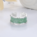 wholesale S925 Sterling Silver Trendy Gradient Resin Open Adjustable Wide Band Ring for Women-0-1