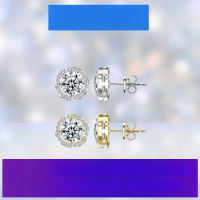 wholesale S925 Sterling Silver Cross-Border Live Streaming Four-Prong Moissanite Moissanite Diamond Stud Earrings Customizable from Images-0.1ct White (Silver) US size 7