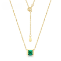 wholesale S925 Sterling Silver Korean Japanese New Simple Geometric Green Zircon Necklace, Trendy and Versatile, Ins Style, Available for Drop Shipping-0-0