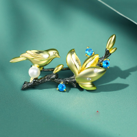 wholesale S925 Sterling Silver Bfirst Original Chinese-style High-end Brooch for Women, New Chinese-style Elegant and Unique Lapel Pin Wholesale-[Birdsong among Flowers] Brooch 925 Silver