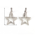 wholesale S925 Sterling Silver Five-Pointed Star Pendant Ear Hoops with Micro-Inlaid Zirconia Star Earrings, Exuding a Sense of Understated Luxury and Sophistication-0-3