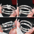 wholesale 9999 Silver Happy Baby Bracelet Solid Bangle for Children, Peace and Joy, Solid Silver Full Moon and First Birthday Gift-0-3