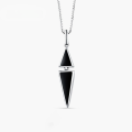 wholesale S925 Sterling Silver Triangular Diamond Pendant Women's Korean Style Minimalist Black Droplet Glaze Enamel Silver Pendant Necklace for Dropshipping-0-0