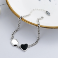 wholesale S925 Sterling Silver Trendy Hip-Hop Style Resin Heart Goodluck Meaningful Bracelet-0-1