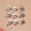 wholesale S925 Sterling Silver Hollow-Out Bell Pendant, Handmade DIY Crystal Bracelet Accessory Materials-0-0