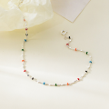 wholesale S925 Silver Fresh Sweet Ins Style Niche Design Exquisite Resin Colorful Bead Square Anklet S7928-0-3