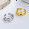 wholesale S925 Sterling Silver Korean Style Personalized Ins Niche Double-Layer Hollow Disco Minimalist Open Adjustable Ring for Women-0-0