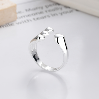 wholesale S925 Sterling Silver Asymmetrical Heart-shaped Open Ring, Fresh, Sweet, Cute, and Exquisite Style Index Finger Ring-1070FJ/approx. 3.7g Adjustable opening