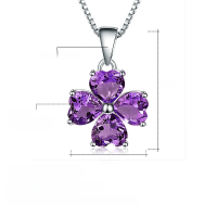 wholesale 925 Silver Natural Amethyst Heart Four-Leaf Clover Pendant Topaz Gemstone Necklace with Unique Design-Natural Sky Blue Topaz Necklace 925 Silver