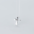 wholesale S925 Sterling Silver Korean Style Small Fresh Cross Pendant Necklace Lovely Geometric Collarbone Chain D5175-0-1