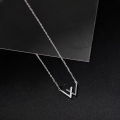 wholesale 925 Sterling Silver W Letter Necklace New Women's Xiao Zhan Same Style Bo Jun Yi Xiao Collarbone Chain Double V Neck Chain-0-3