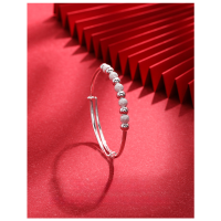 wholesale S990 sterling silver small designer matte bead bracelet for women, adjustable ethnic-style silver bangle, factory direct-990 sterling silver bracelet about 17 grams>99 silver