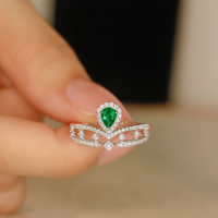 wholesale S925 sterling silver women's ring, niche closed-end pinky ring, fashionable crown design, versatile and lightweight luxury band ring for daily wear-BZ0238-White Gold>US Size 9