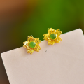 wholesale 925 silver with certificate filigree openwork Hetian jade earrings, new Chinese-style palace antique egg-faced jade ear studs earrings-0-2