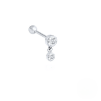 wholesale S925 Sterling Silver Inlaid Zircon Body Piercing Earring, Trendy Ins Style Threaded Ear Stud-Single platinum