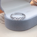 wholesale S925 Sterling Silver Minimalist Hollow-Out Heart Four-Leaf Clover Ring for Women, Simple and Versatile Delicate Open Adjustable Finger Ring-0-0