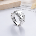 wholesale S925 Silver Cloud Tide Pavilion Fashion Cross-Border Irregular Zircon Inlaid Trendy Design Open Ring-0-0