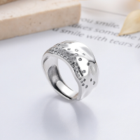 wholesale S925 Silver Cloud Tide Pavilion Fashion Cross-Border Irregular Zircon Inlaid Trendy Design Open Ring-YJ1095/approx. 9.6g Adjustable opening