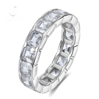 wholesale Sterling Silver 4*4 Pagoda Ring for Women with Micro-Paved Diamonds, Cross-Border Drop Shipping, New Collection from MuJing Jewelry-White No. 8