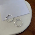 wholesale S925 Sterling Silver Crushed Silver Hoop Earrings with a High-End Feel, Simple and Elegant, Fashionably Super Sparkly, Versatile Stud Earrings-0-3