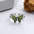 wholesale S925 Sterling Silver Creative Resin Butterfly Shape Ring, Fresh and Elegant Lady-like Gentle Ring-0-2
