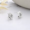 wholesale S925 Sterling Silver Korean-style Geometric Bold C-Hoop Trendy Versatile Minimalist Earrings-0-1