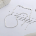 wholesale S925 Sterling Silver Trendy Sterling Fragments Two-Piece Necklace and Bracelet Set, Internet-Famous Fresh and Sweet Little Chic Style Light Luxury Chain-0-2