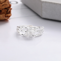 wholesale S925 Sterling Silver Bamboo Joint Bamboo Leaf Brushed Minimalist Niche Design Openable Ring Trendy Women's Style-0-4