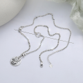wholesale S925 Sterling Silver Korean-style Unique Small Round Bead Link Chain with Playful Rabbit Pattern Pendant Necklace for Women-0-1