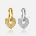 wholesale 925 Silver Cross-Border Hot-Selling High-End Love Zircon Ear Clips Heart-Shaped Hoop Earrings for Stacking-0-4