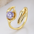 wholesale S925 sterling silver unique leaf-shaped purple zirconia open ring Korean-style ins luxury fashion ring-0-1