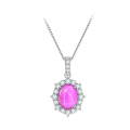 wholesale S925 Silver Fashionable Luxury Classic Gemstone-Embedded Necklace Cultivated Six-Ray Star Ruby and Sapphire Pendant-0-4