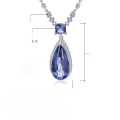 wholesale 925 Silver Luxury Fashion Color Gemstone Pendant European and American Design Sense Personality Crystal Necklace-0-4