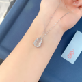 wholesale S925 Sterling Silver New Chinese Style Chalcedony Gourd Necklace for Women, Light Luxury Niche Design High-End Sense Collarbone Chain, National Trend Wholesale-0-3