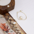 wholesale 9K gold French-style light luxury wind curve irregular design pearl earrings-0-1