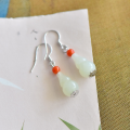 wholesale 925 Sterling Silver Inlaid with South Red Beads Gourd Hetian Jade Earrings for Women, New Chinese Ancient Style with Certificate-0-2