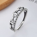wholesale S925 Sterling Silver Korean Dongdaemun Pig Nose Chain Link Minimalist Geometric Open Ring-0-0