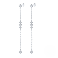 wholesale S925 Sterling Silver Tassel Chain Ins Zircon Inlaid Earrings For Daily Office Wear-Platinum-Style 1 925 Silver