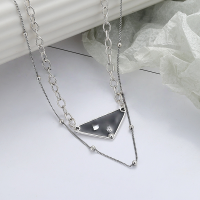 wholesale S925 Sterling Silver Korean Style Creative and Trendy Epoxy Letter Triangle Pendant Double-Layer Splice Chain-YL307/approx. 11.9g 925 silver