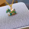 wholesale Gold-Plated S925 Ancient Silver Enamel Lucky Rocking Horse Necklace Bracelet Pendant DIY Accessories-0-10