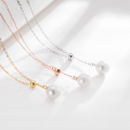 wholesale S925 Sterling Silver Korean Fashion Minimalist Style Adjustable Y-Shaped Pearl Pendant Necklace for Women-0-0