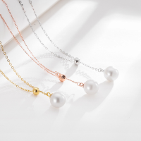 wholesale S925 Sterling Silver Korean Fashion Minimalist Style Adjustable Y-Shaped Pearl Pendant Necklace for Women-White Gold Pearl Necklace Set - Adjustable  925 Silver