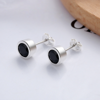 wholesale S925 Sterling Silver Korean Dongdaemun Minimalist Black Zircon Earrings with Retro Simple Elegance-YFR079/approx. 1.6g 925 silver